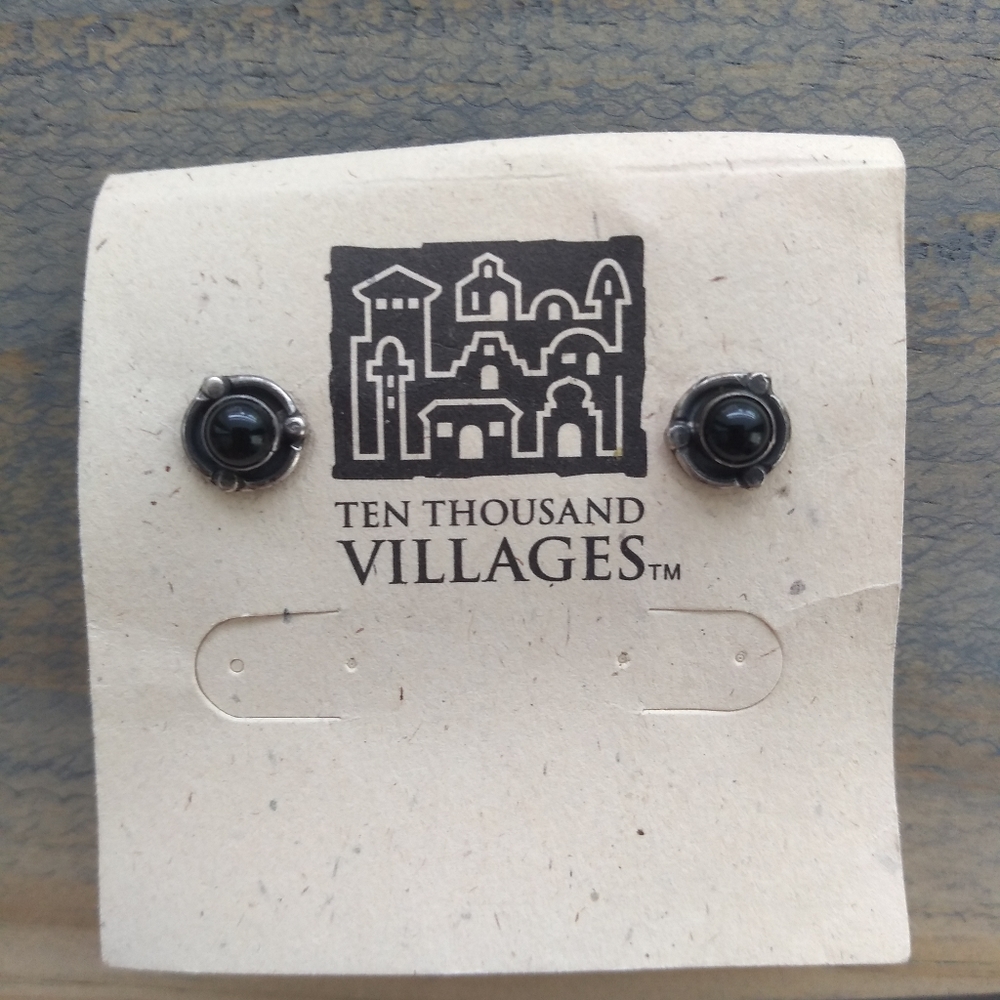 Beautiful Silver and Black Beaded Earrings